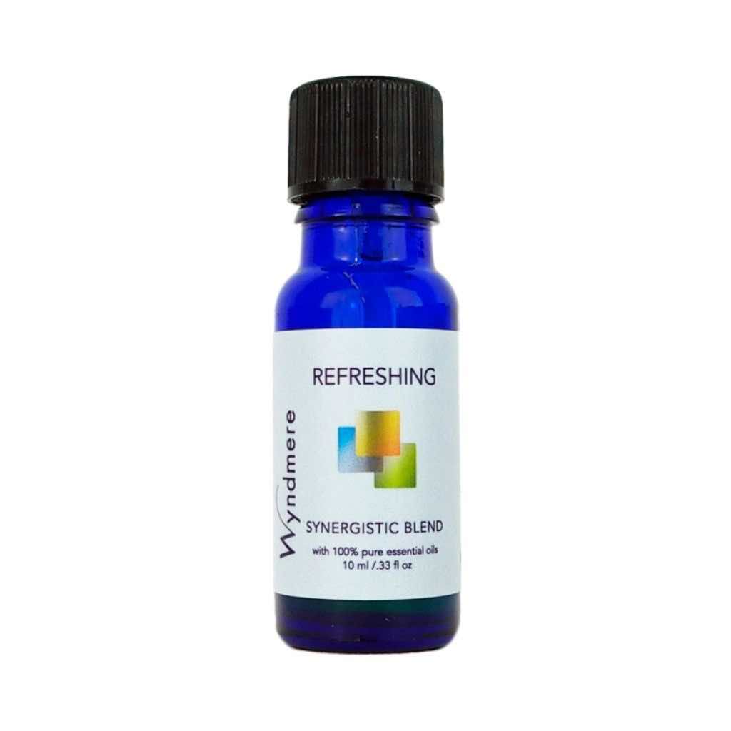 Refreshing blend of uplifting and energizing essential oils in a 10ml cobalt blue bottle.