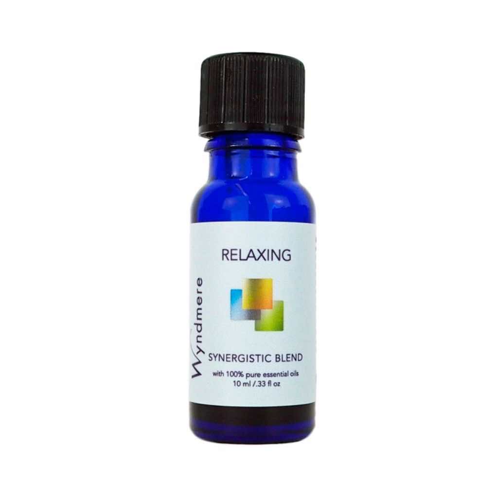 Relaxing essential oil blend in a 10ml cobalt blue bottle to help you calm nervous tension