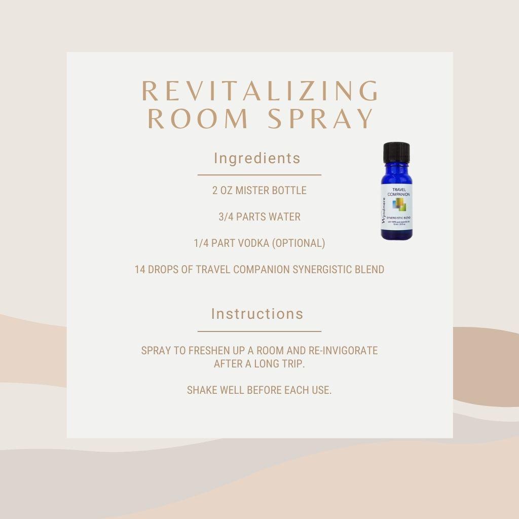 DIY Revitalizing room spray recipe with bottle of Travel Companion blend