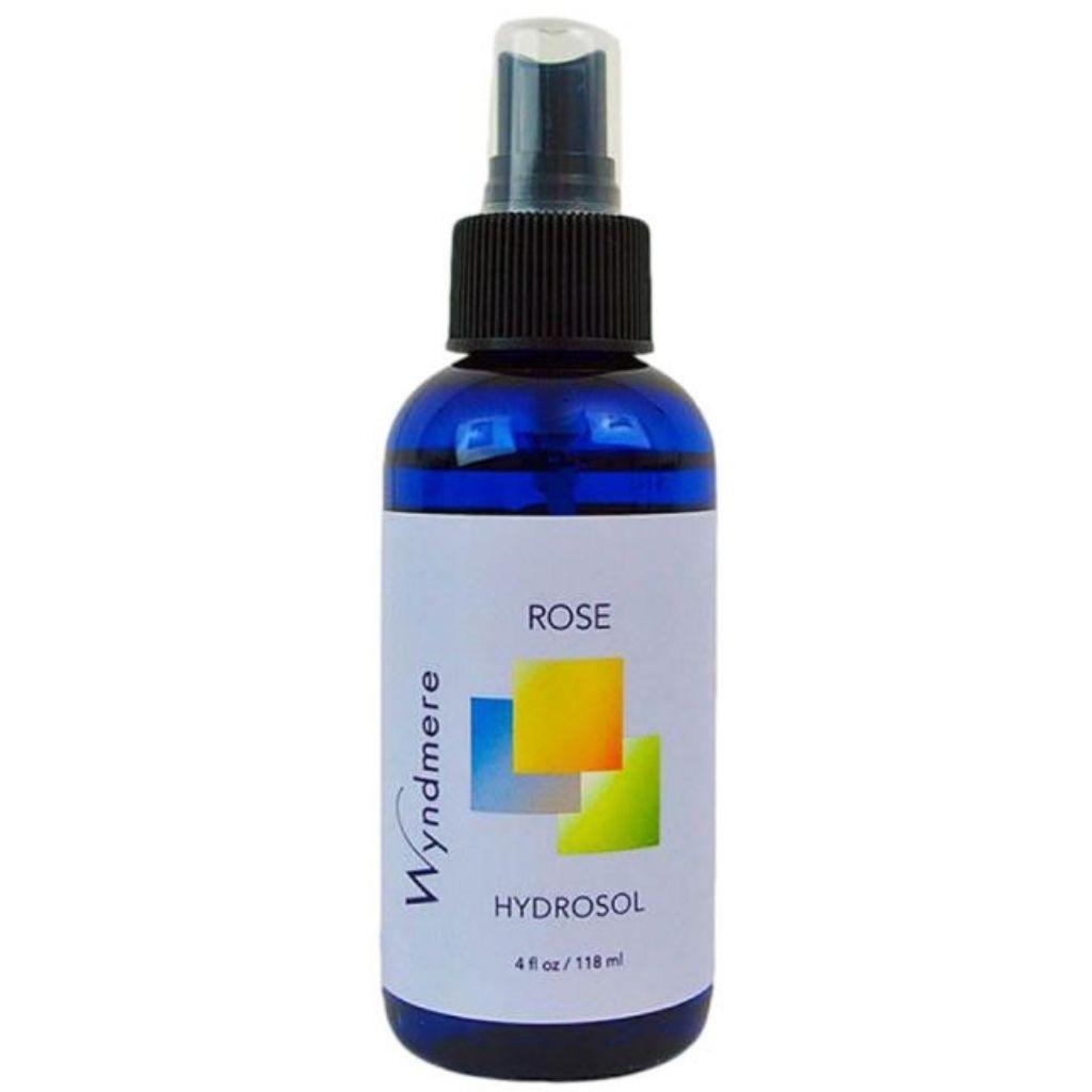 4oz cobalt blue bottle of Rose floral water, a true hydrosol