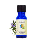 Rosemary sprig with a 10ml cobalt blue bottle of Wyndmere Rosemary Essential Oil