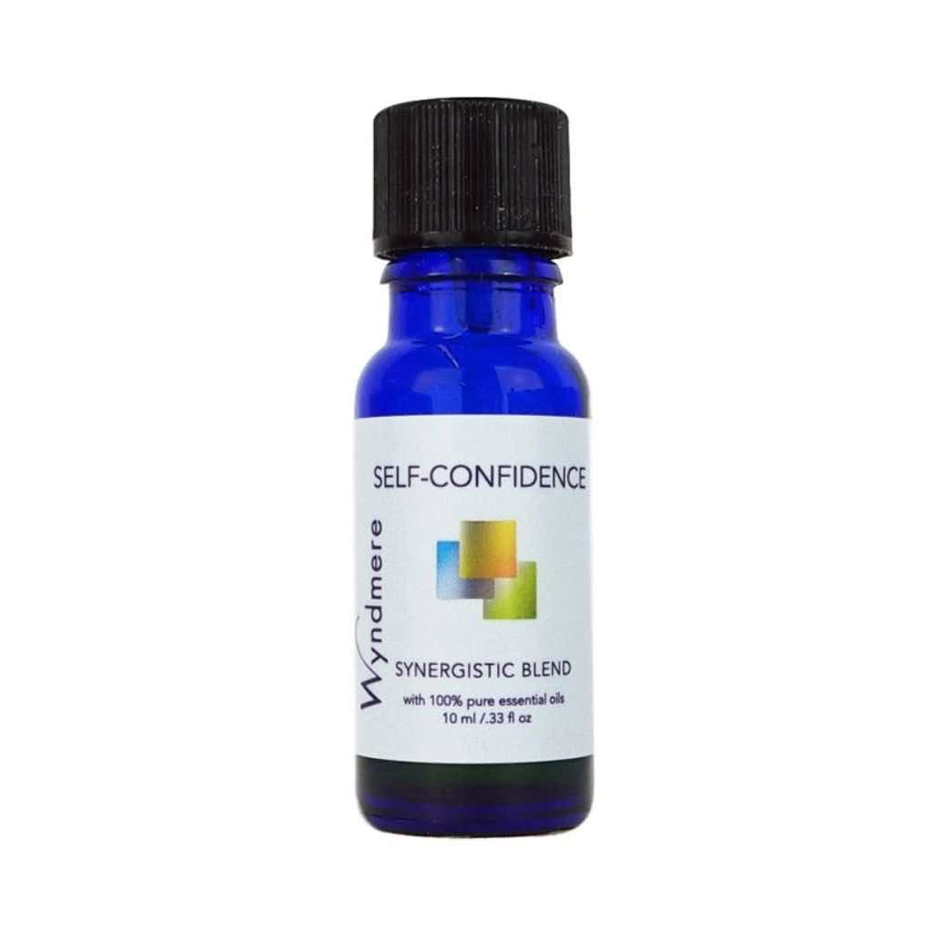 Self-Confidence essential oil blend in a 10ml cobalt blue bottle to help promote feelings of self-worth