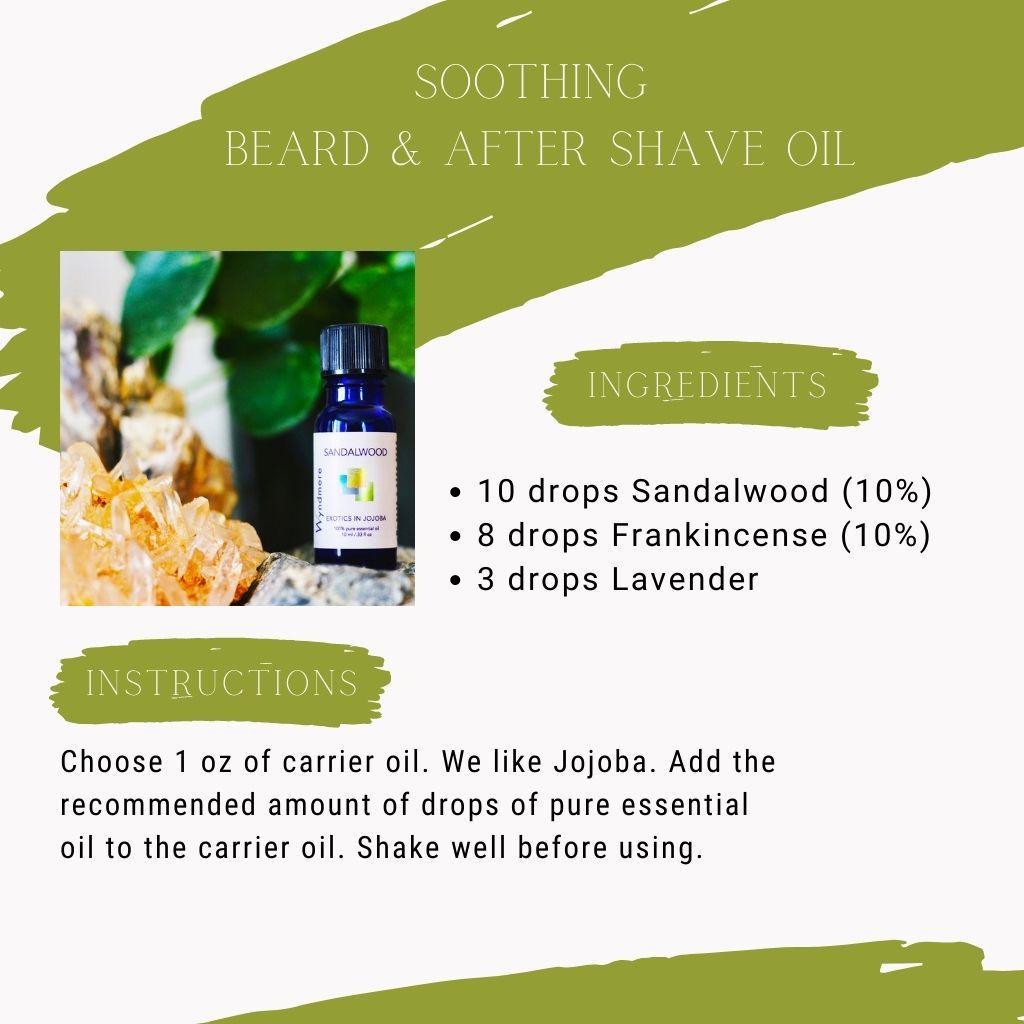 Wyndmere Naturals - Soothing Beard &amp; After Shave Oil featuring bold sandalwood, frankincense and lavender essential oils.