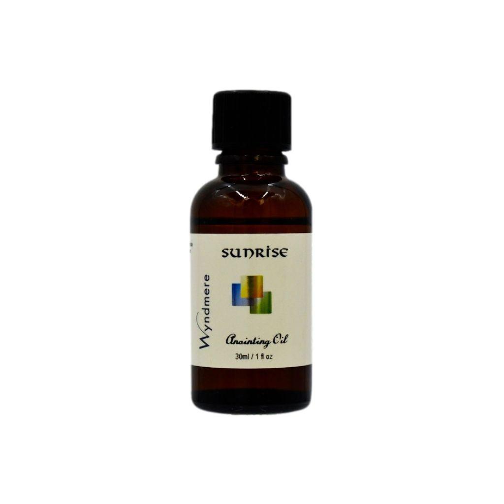 1oz amber bottle of Wyndmere Sunrise Anointing Oil, essential oils diluted in jojoba