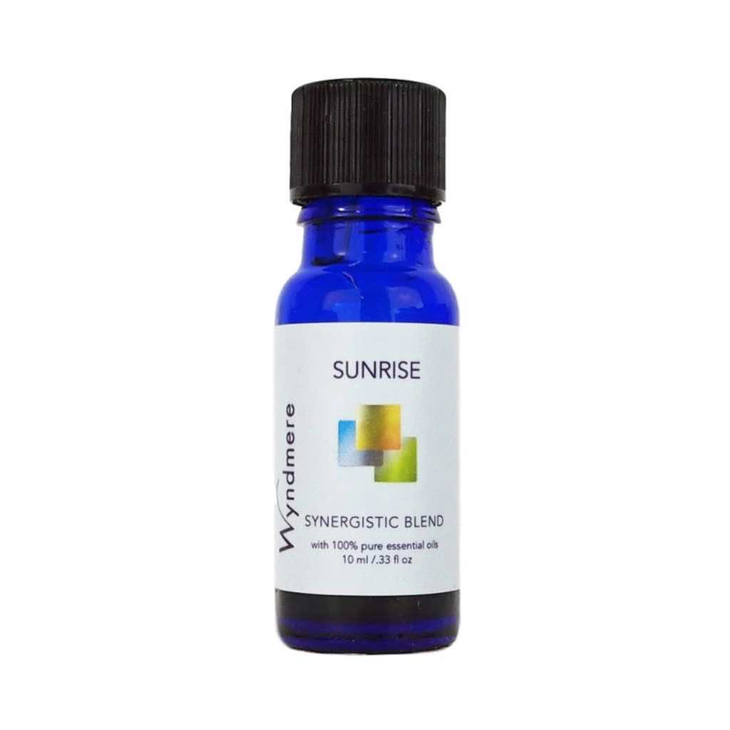Time to wake up with our lively and energizing Sunrise essential oil blend in a 10ml cobalt blue bottle