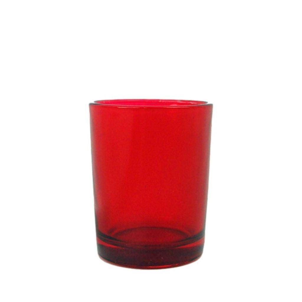 Red straight walled votive candle holder