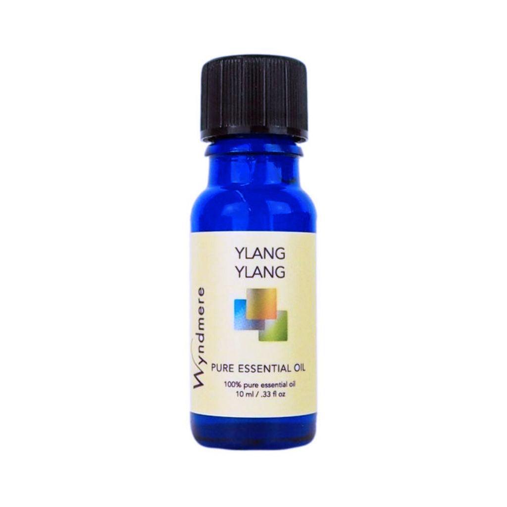 Ylang Ylang - 10ml cobalt blue bottle of Wyndmere Ylang Ylang Essential Oil that has an intensely sweet, floral aroma